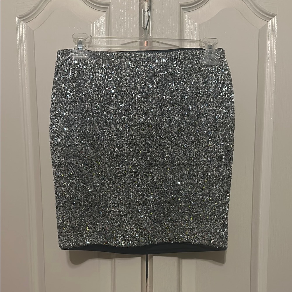Silver Sequin Skirt